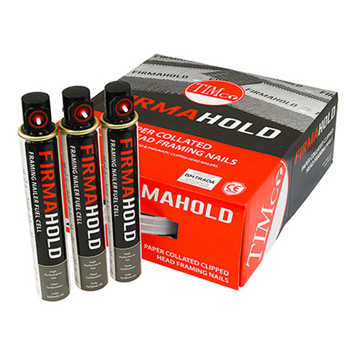 TIMCO FirmaHold Collated Clipped Head Ring Shank Bright Nails & Fuel Cells - 2.8 x 63/3CFC Box OF 3300 Pieces